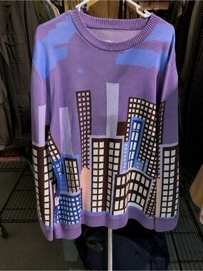 YITAI Dusk Skyline Sweater XXL 2XL NWT Cityscape Graphic Knit Rare